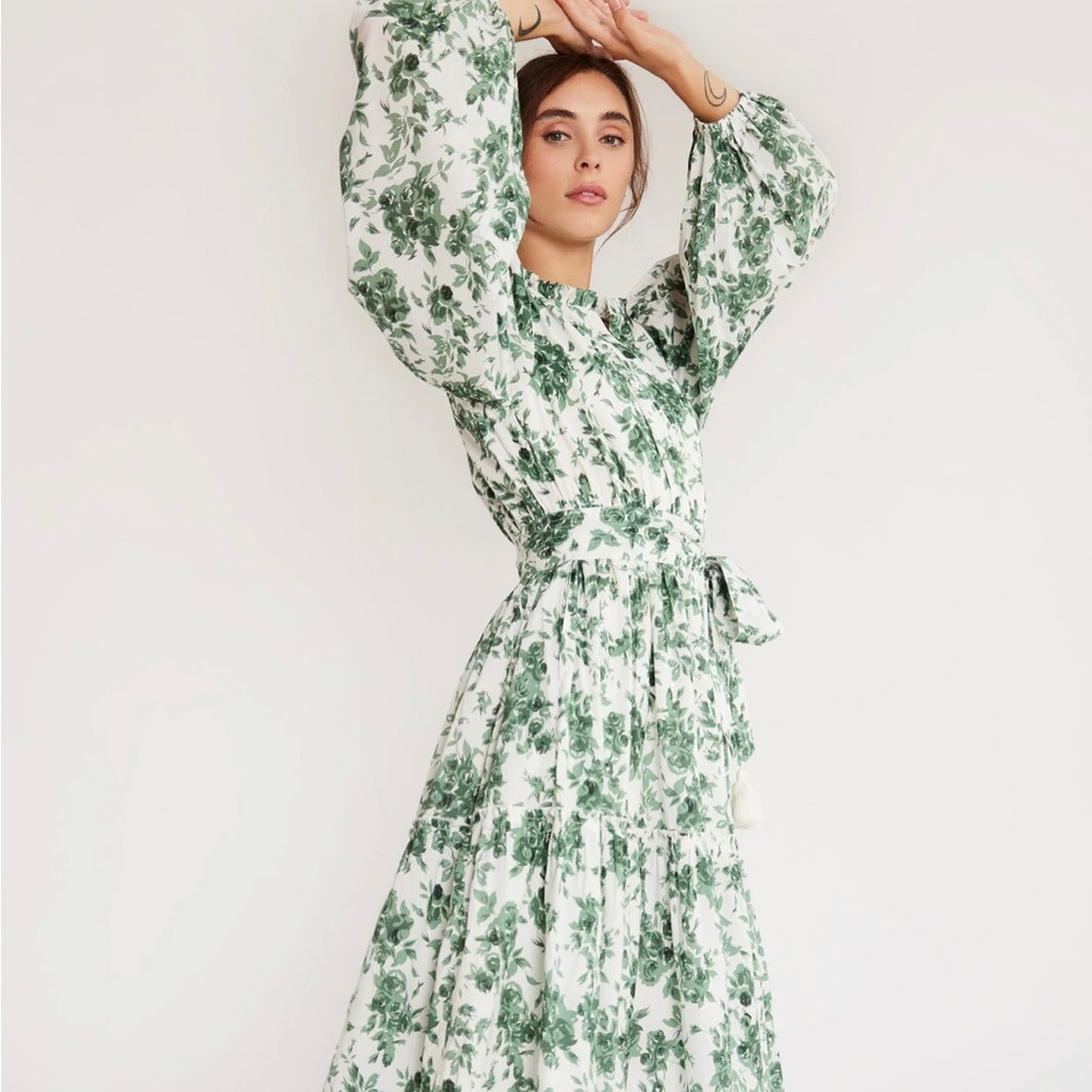 Mille Marlo Dress In Green Bouquet XS Resort Travel Beautiful Prairie Chic Boho